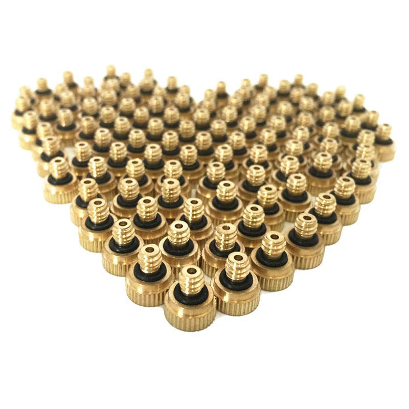 1/4" Brass Low Pressure Misting Nozzle Quick Plug Socket Plug Spray Set Outdoor Garden Water Spray Atomization Irrigation Fittings With Tees Pipe