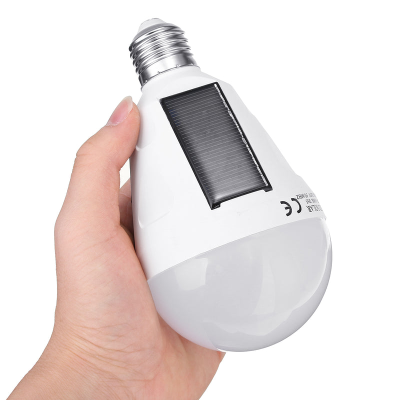Solar Powered E27 12W White Portable Outdoor LED Emergency Light Bulb for Garden Camping AC85-265V