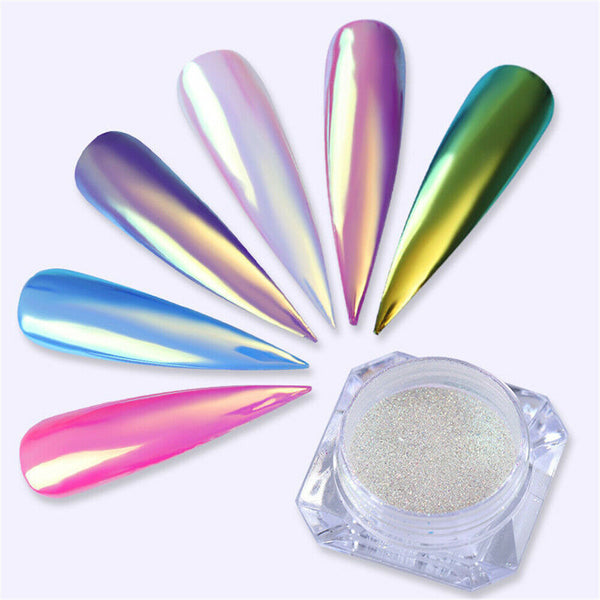 1Bottle Neon Mermaid Nail Art Glitter Powder Mirror Shiny Chrome Pigment DIY