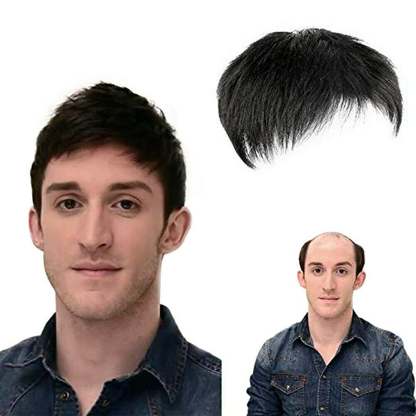Nature Human Hair Straight Topper Toupee Clip Hairpiece Top Wigs for Men male
