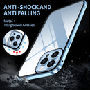 For iPhone 13 Anti-peeping Magnetic Metal Frame Double-sided Tempered Glass Phone Case(Silver)