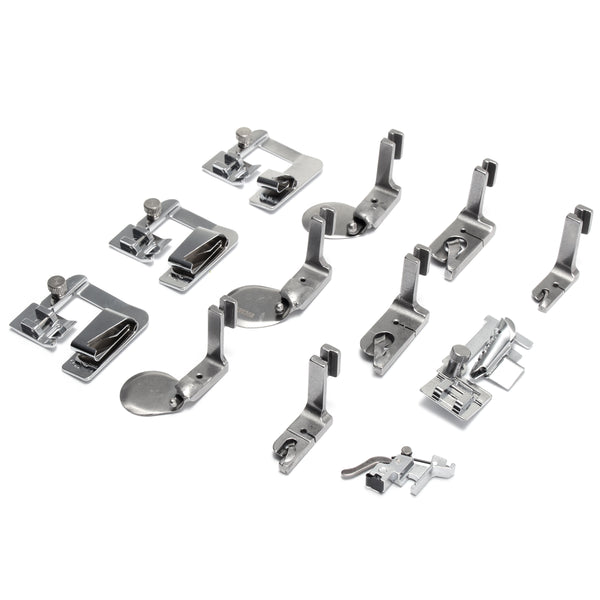 12Pcs Single Needle Sewing Machine Tools Parts Adjustable Bias Tape Binder Rolled Hemmers