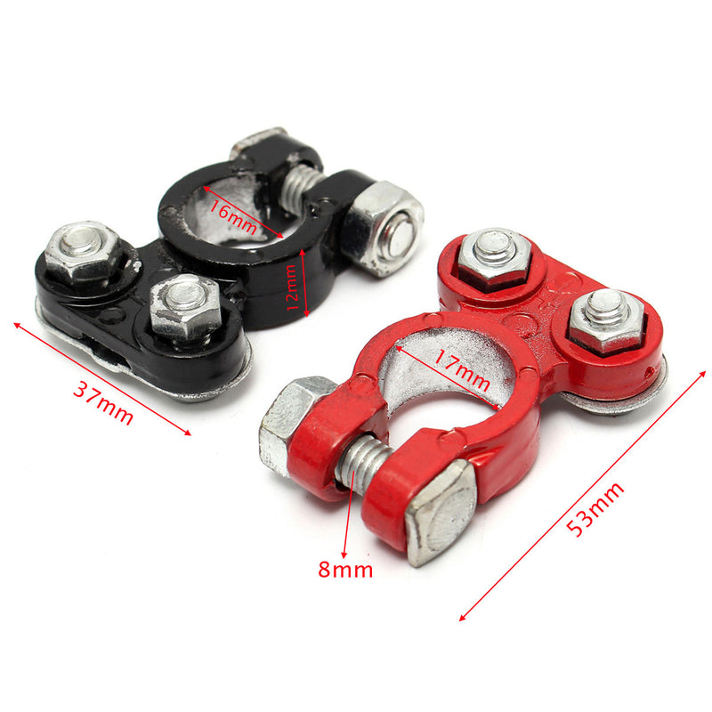 2Pcs Aluminum Positive and Nagative Car Battery Terminal Clamp Clips Connector