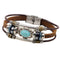 Vintage Multilayer Bracelets Blue Oval Irregular Geometric Leather Bracelet Ethnic Jewelry Men