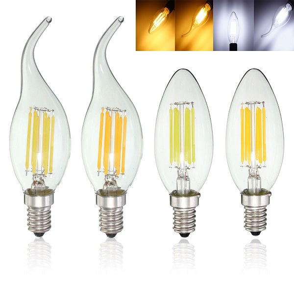 E14 6W Pure White Warm White COB Edison Filament Candle Light Bulb AC110V