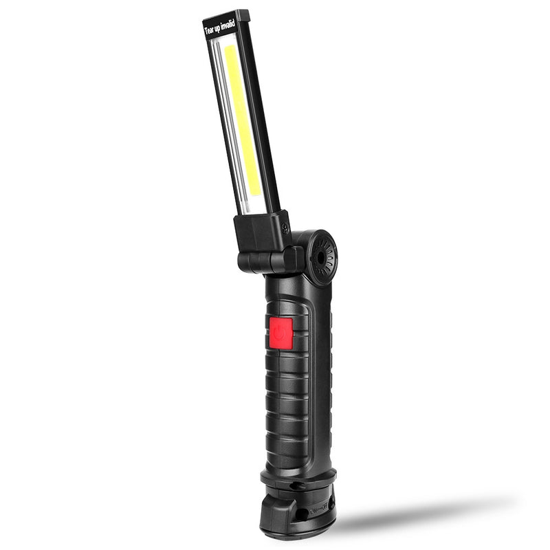 Portable LED COB Inspection Work Light Battery Powered Magnet Foldable Camping Flashlight Torch Lamp