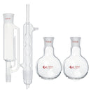 2x 250ML Flat Bottom Flask Borosilicate Glass Soxhlet Extractor Condenser Lab Glassware Kit