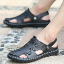 Men's Outdoor  Daily Casual Sandals Wrapped Toe Leather Hand-sewn 3-fold Reinforced Suture Shoes