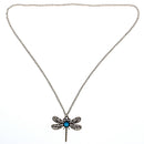 Beautiful Lovely Bronze Hollow Wings Dragonfly Pendant Long Chain Necklace