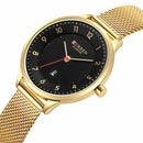 CURREN 9035B Simple Dial Design Date Display Ladies Watch Mesh Steel Band Quartz Watches