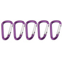 5 Pcs Travel D Shaped Aluminum Alloy Carabiner Clip Hooks Purple M4C1
