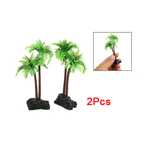 2 PCS Plastic Coco Tree Plants for Fish Tank Aquarium Decor