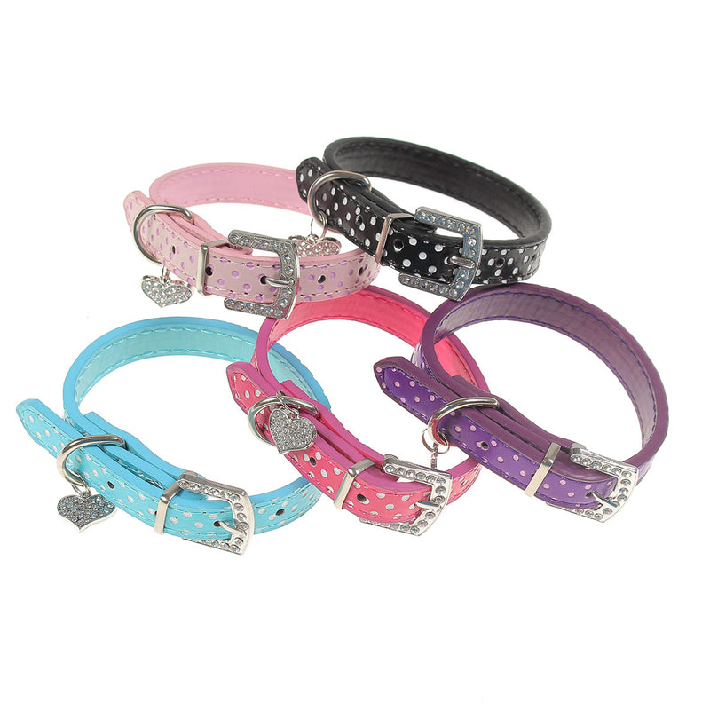 PU Leather Dog Collars Diamante Collar