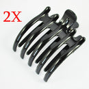 2 Pcs Black Plastic Hair Pin Crimp Hair Claw Clips For Women Girls F8V5