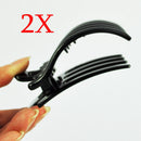 2 Pcs Black Plastic Hair Pin Crimp Hair Claw Clips For Women Girls F8V5