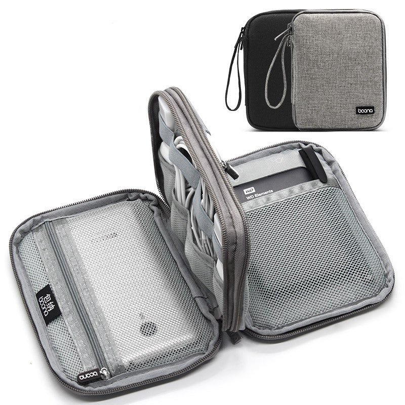 Boona 18*14cm Double-layer Digital Accessories Storage Bag USB Cable Charger Organizer Tablet Bag