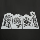 4pcs DIY Cake Cookie Flower Fondant Side Reusable Baking Stencil Wedding Decor