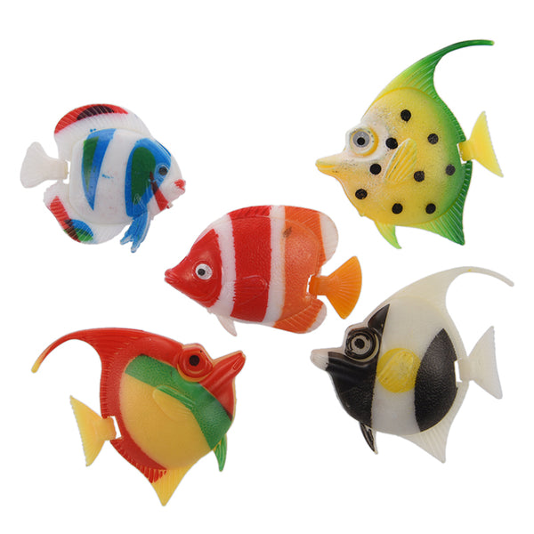 Artificial Multi-colored Plastic Fish Ornament 5Pcs for Aquarium L8X1