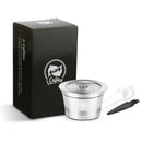 Stainless Steel Refillable Coffee Capsule Cup Reusable Coffee Pods w/ Pods Holder Spoon Brush for Tchibo Coffee Machine