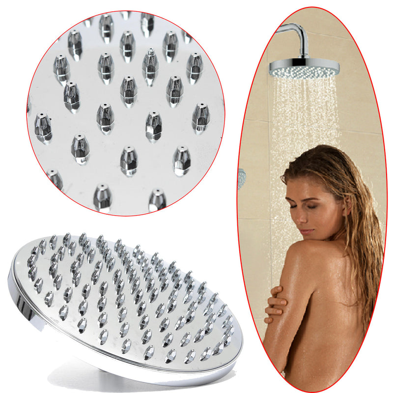 360 Rotatable 8'' Round ABS Chrome Water Spray Rain Fall Bathroom Shower Head