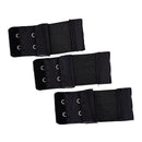 3pcs Woman 2 x 2 Hook and Eye Tape Elastic Extension Bra Extender Black