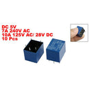 10 Pcs DC 5V Coil 7A 240VAC 10A 125VAC/28VDC 5 Pins SPST Power Relay JQC-3F F7U4
