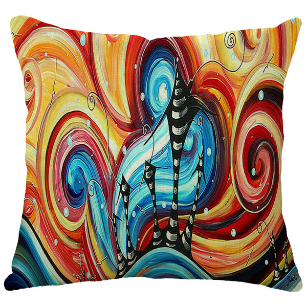 Multi-Color Abstract Painting Cotton Linen Pillow Case Waist Cushion Cover Bags Home Car Decor