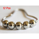 Polished Chrome Rolling Shower Curtain Rings - Set of 12 Heavy Duty Hooks L2F1