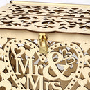 DIY Wedding Gift Cards Box Wooden Money Storage with Lock Decor Supplies