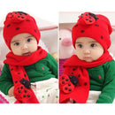 Winter Cute Baby Infant Boy Girls Ladybug Warm Beanie Hat Cap + Scarf 2N1
