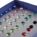 New 1 Box 20 Pairs Mixed color Crystal Ear Studs Earrings P9D1