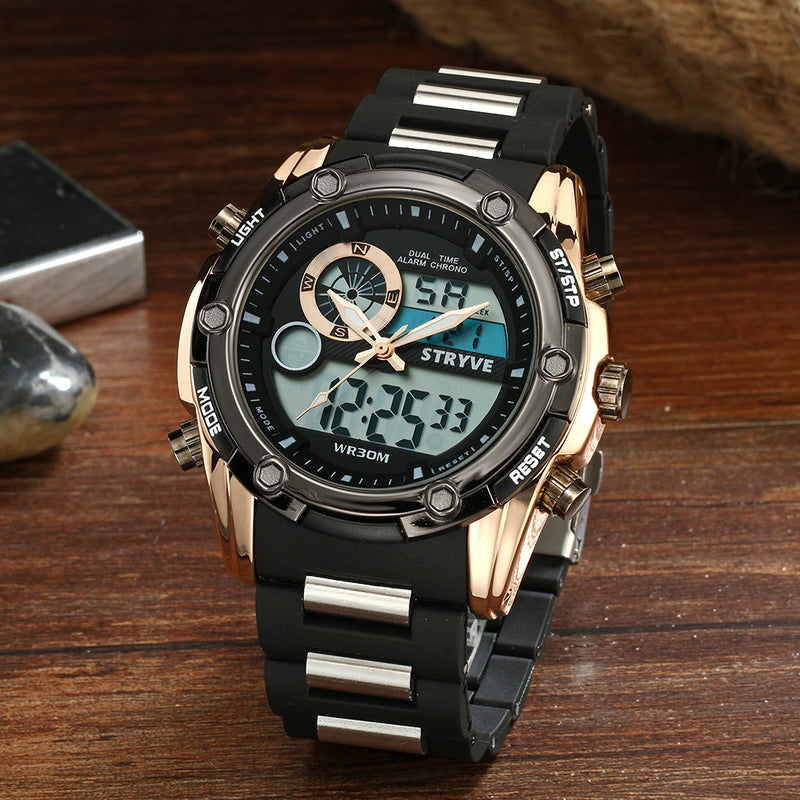 STRYVE S8006 Dual Display Digital Watch Chronograph Alarm Stopwatch Luminous Display Sport Watch