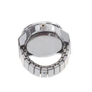 Stretch Band Flower Inlay Hunter Case Finger Ring Quartz Watch For Lady I1X7
