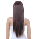 Cute Brown Long Straight Wig Kanekalon DARK BROWN Full Wigs Z3T5