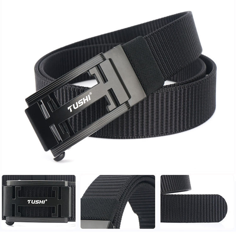 TUSHI 125cm x 3.4cm Zinc Alloy Buckle Men Tactical Belt Nylon Casual Belts