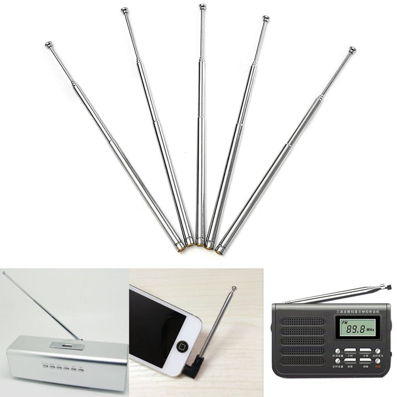 5pcs 30cm Length Telescopic Antenna Aerial FM Radio TV Replacement Tool 5 Sections