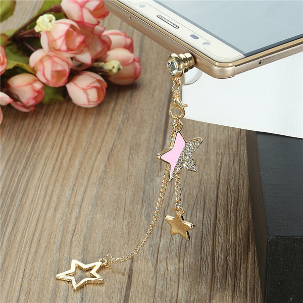 Universal 3.5mm Stars Decoration Dirtproof Plug for Samsung Xiaomi HUAWEI