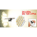 2 Pcs Car Auto Warm White 1210 SMD 24 LEDs Vertical G4 Back Pin Light Bulb G3S9