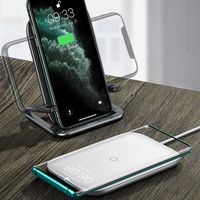 Baseus Rib Horizontal Vertical Wireless Charger 15W With Cable 1m for iPhone X S9 Mix 2S