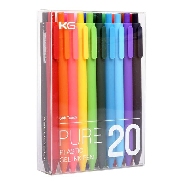 KACO PURE 20Pcs/lot Candy Color Gel Pens 0.5mm Multicolor Gel Ink Pens Press Type Writing Pen Stationery Office School Supplies