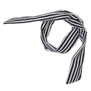 Women Striped Print Fabric Coated Wire Hair Wrap Scarf Head Band White Blac