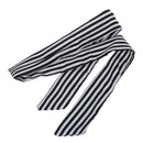 Women Striped Print Fabric Coated Wire Hair Wrap Scarf Head Band White Blac