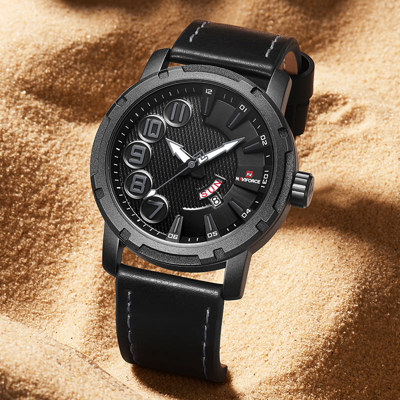 NAVIFORCE 9154 Unique Design Waterproof Men Watch Week Display Sport Quartz Watches