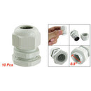 10 Pcs PG13.5 White Plastic Waterproof Connectors Cable Glands U8C6