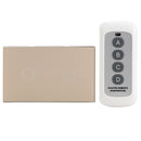 1 Way 2 Gang Crystal Glass Remote Panel Touch LED Light Switch Controller With Remote Control