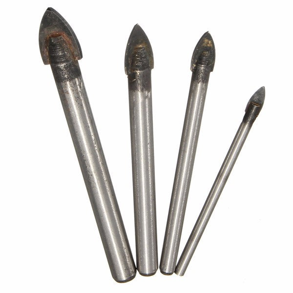 4pcs 4/6/8/10mm Spear Head Drill Bits Tungsten Carbide Tile Glass Drill Bit