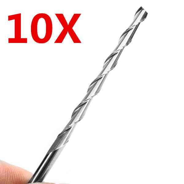 10pcs 3.175mm 2 Flute Spiral Bit Carbide CNC End Mill Router 42mm CEL Milling Cutter