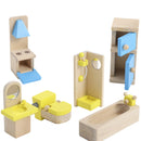 Doll House Miniature Wooden Furniture Bathroom Kitchen Living Room Bedroom Set Kid Toys