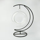 Micro Landscape Moon Shape Iron Holder Suspension Glass Vase Black Rack