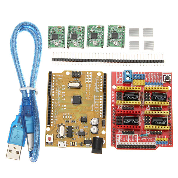 CNC Shield V3 Expansion Board + 4xA4988 Step Motor Driver Module + UNO R3 Board kit For  3D Printer